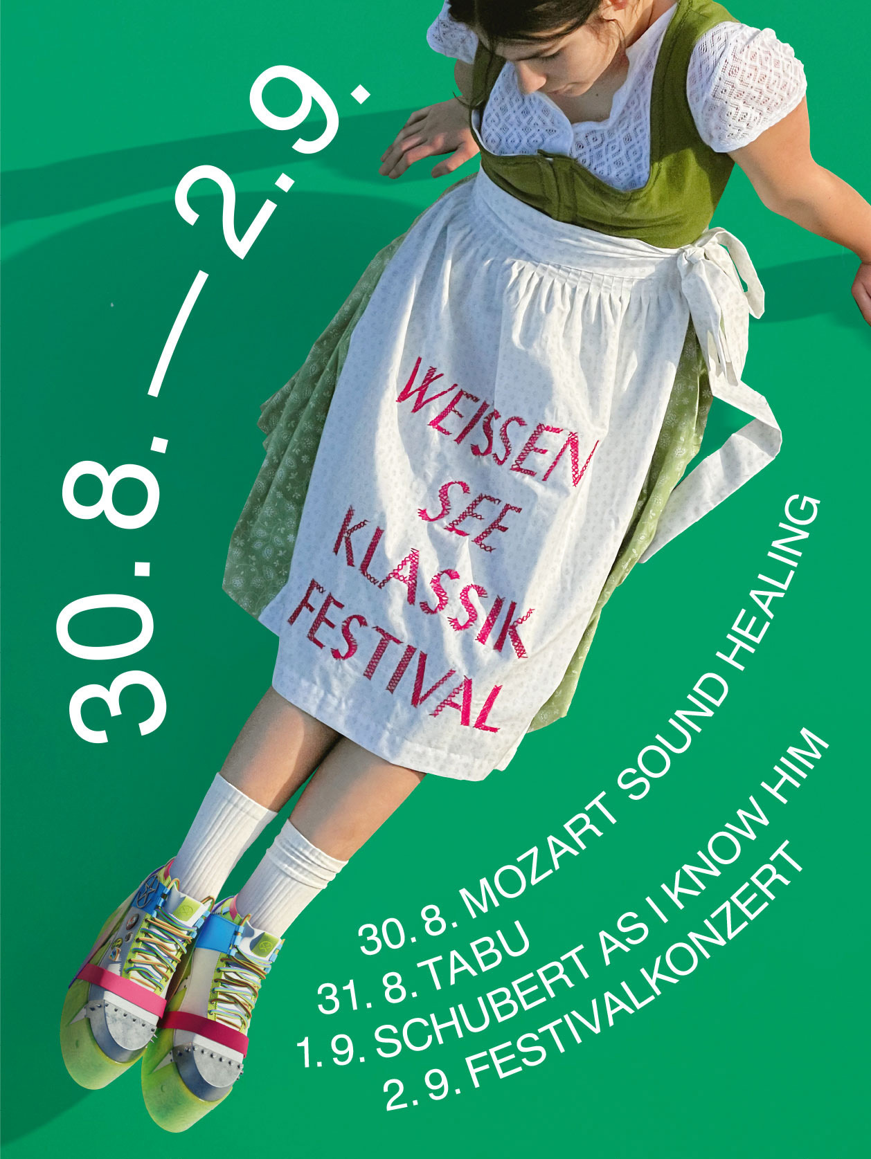 weissensee klassik poster green, dirndl, digital shoes